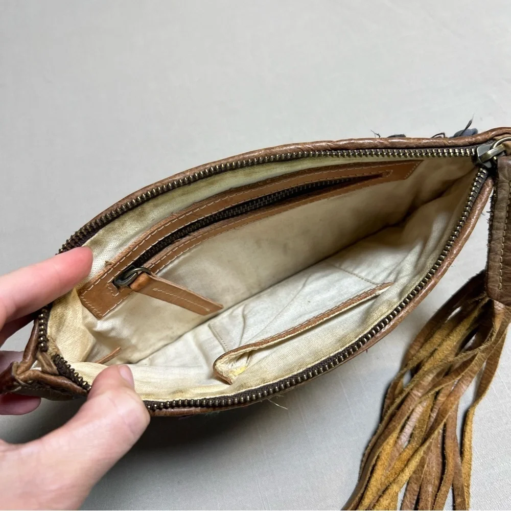 Will Leather Goods Woven Boho Clutch Wristlet • Leather Trim • Multicolor
